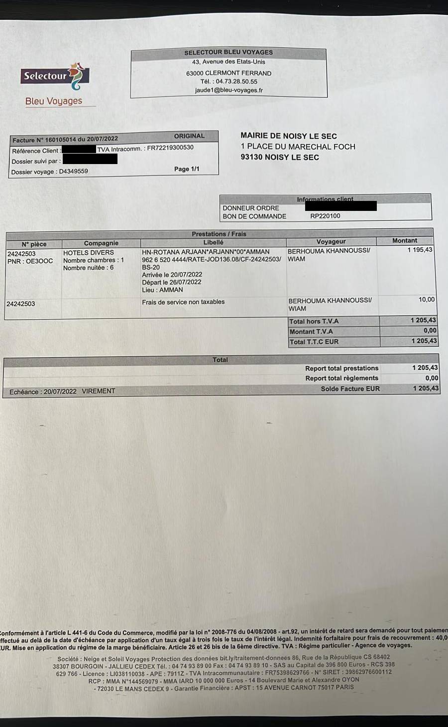 BERHOUMA KHANNOUSSI WIAM , ses nuits d'hôtel et son billet d'avion payés par les noiséens