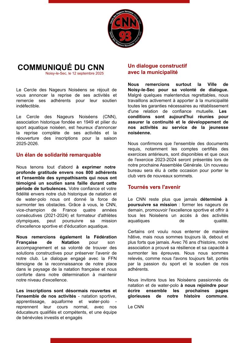 Communique du CNN