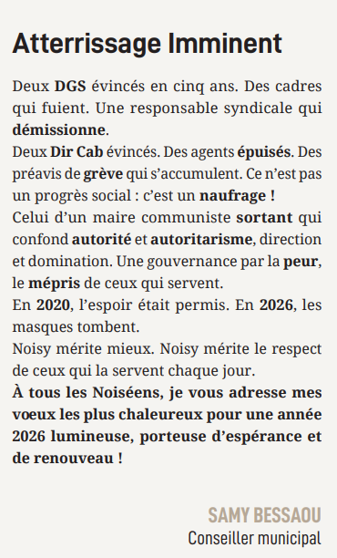 Tribune de Samy Bessaou - janvier 2026