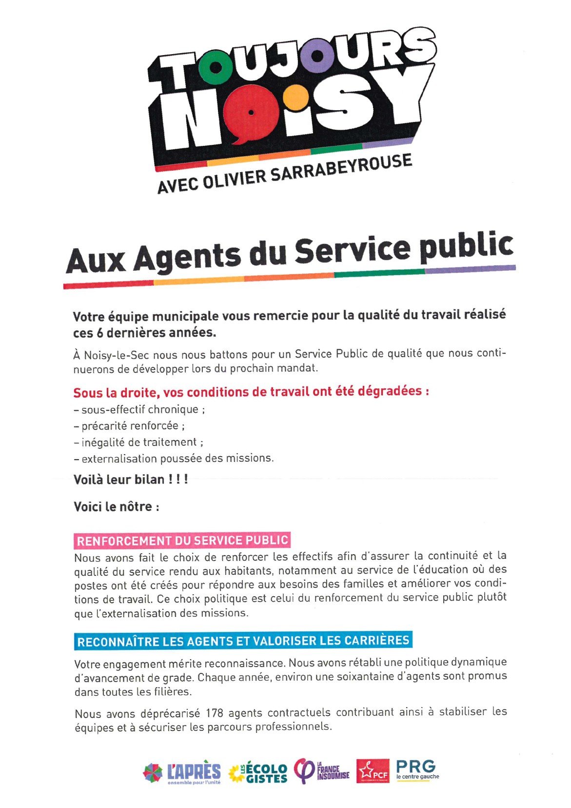 Tract « Aux Agents du Service public », recto