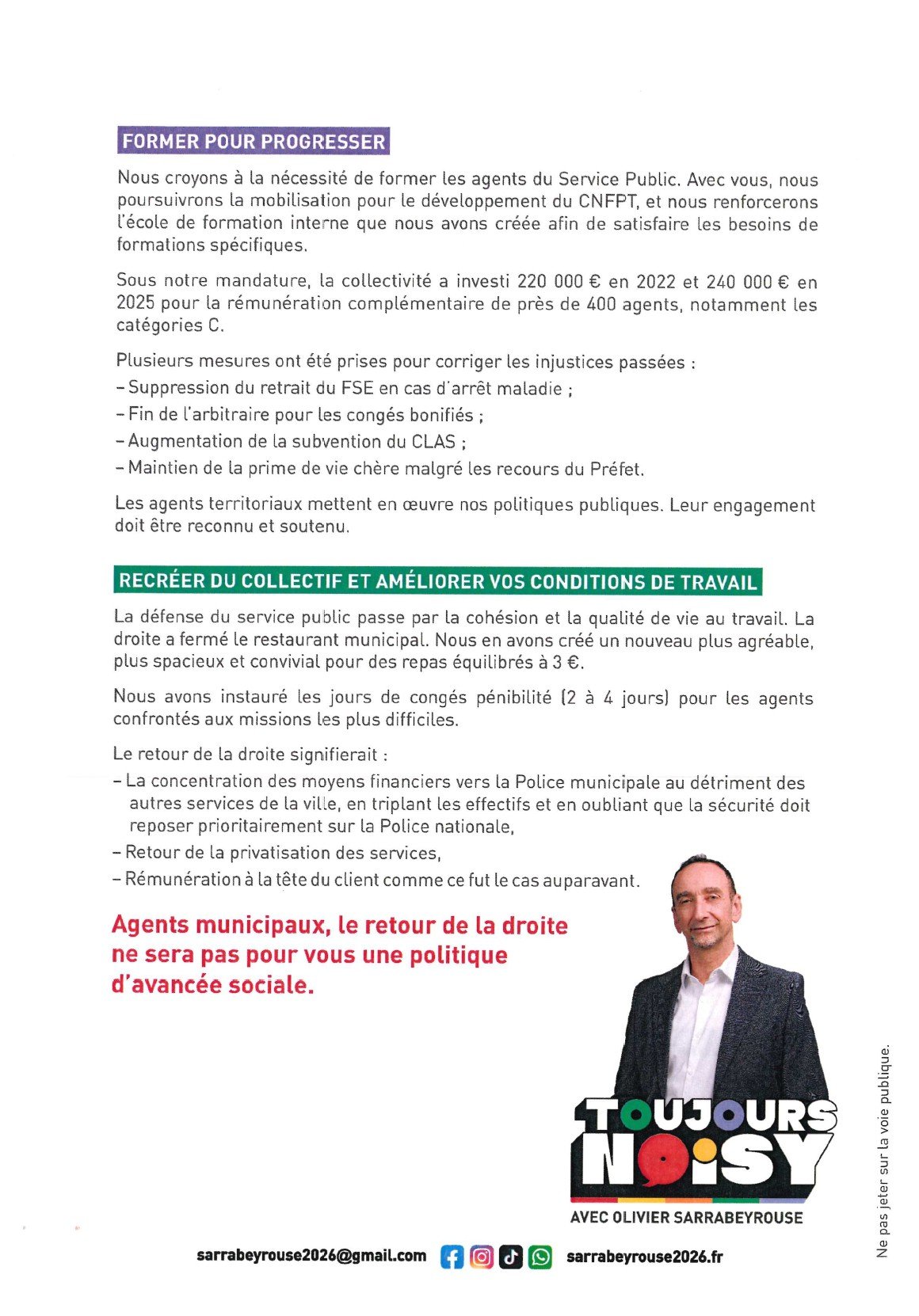 Tract « Aux Agents du Service public », verso
